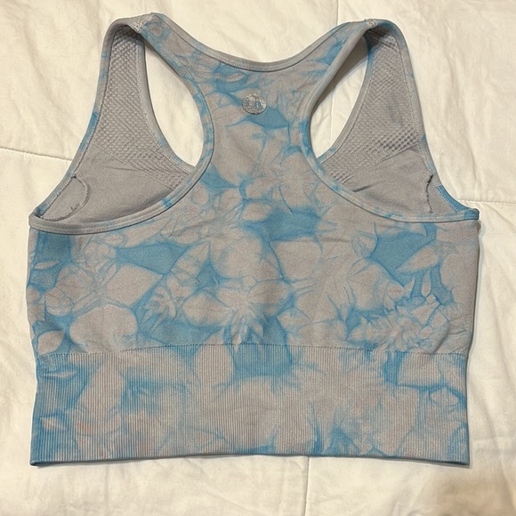 Blue & Gray Tie Dye Sports Bra, Medium - Picture 2 of 3